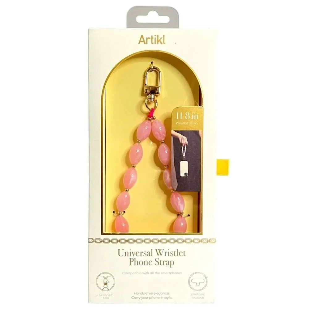 Chic Trendy Pink Beaded Wristlet Phone Lanyard Strap Boho Iphone Feminine